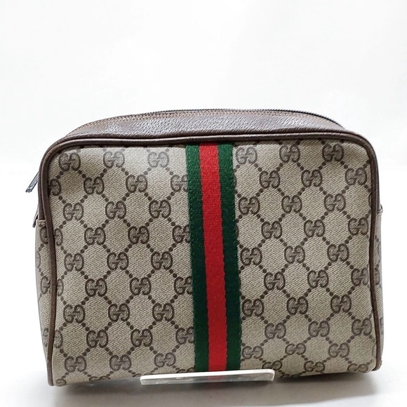 Vintage Gucci Clutch Bag Sherry Line Brown